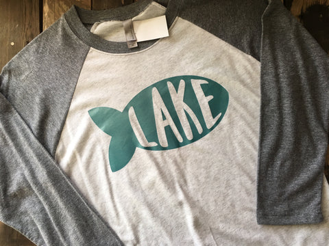 LAKE Fish 3/4 Raglan Adult T-Shirt