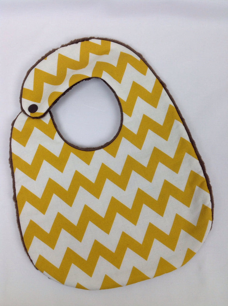 Ivory and Mustard Chevron Bib