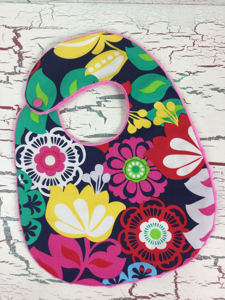 Bright Floral on Navy Bib