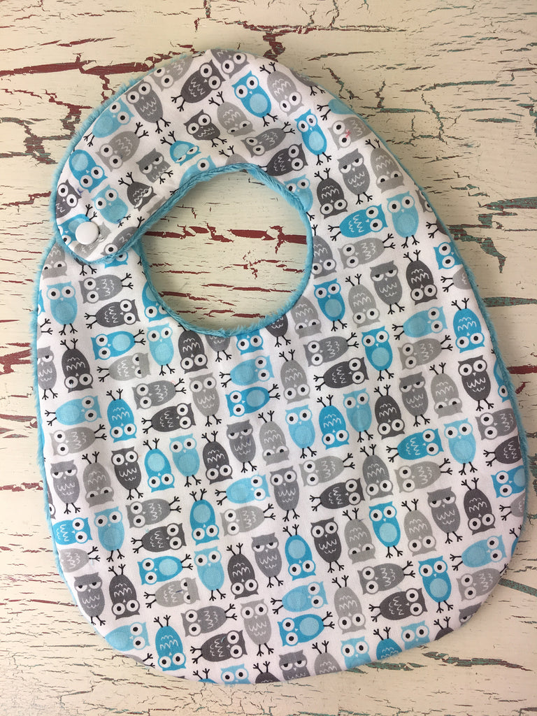 Mini Owls Blue Bib