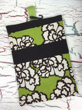 Dark Brown, Ivory, and Green Floral Diaper/Wipee Case