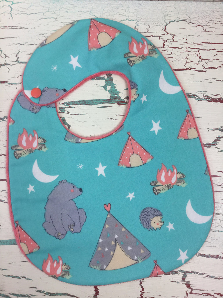 Camping Bear and Hedgehog Bib