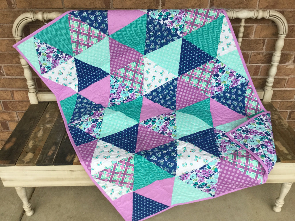Hello Jane Packed Floral Lilac Baby Quilt