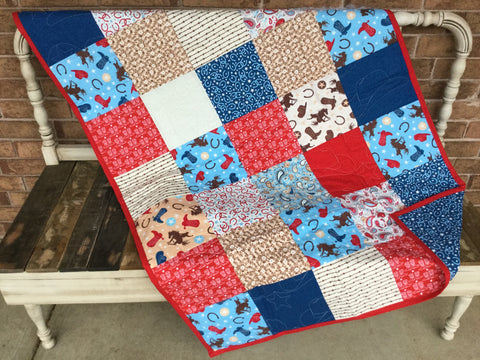 Rodeo Rider Blue Baby Quilt