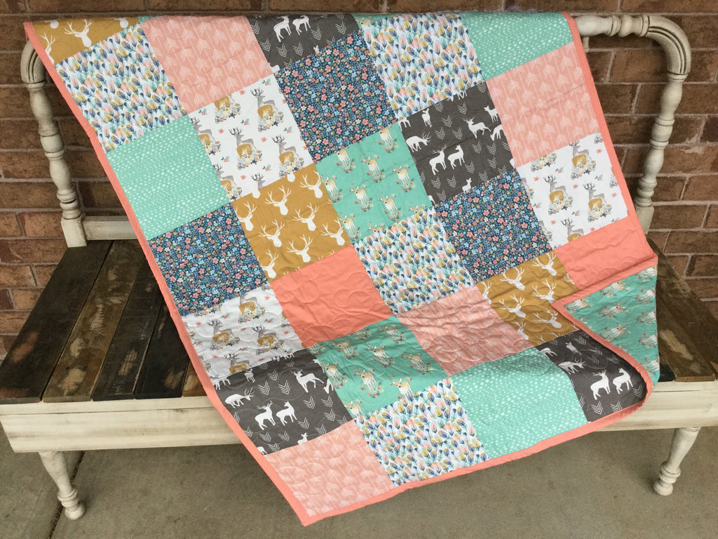 Little Fawn in Succulent Baby Quilt