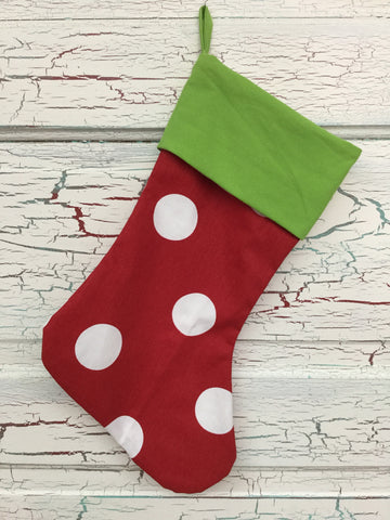 Christmas Stocking Green/Red Dots - Bizzy Bee Quilts