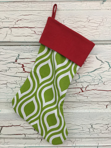 Christmas Stocking Red/Green Diamond - Bizzy Bee Quilts