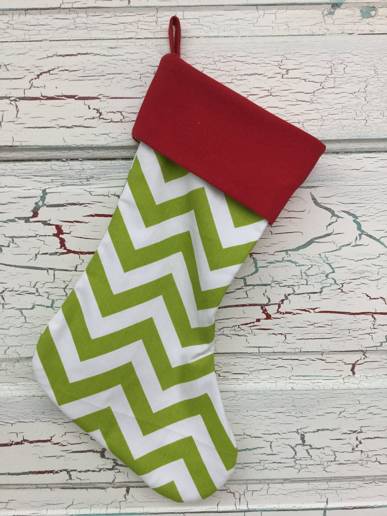 Christmas Stocking Red/Green Chevron - Bizzy Bee Quilts
