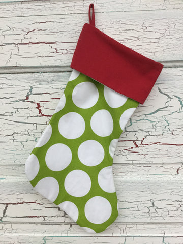 Christmas Stocking Red/Green Dots - Bizzy Bee Quilts