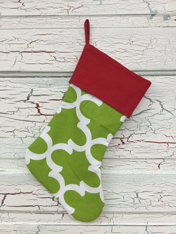 Christmas Stocking Red/Green Quatrefoil - Bizzy Bee Quilts
