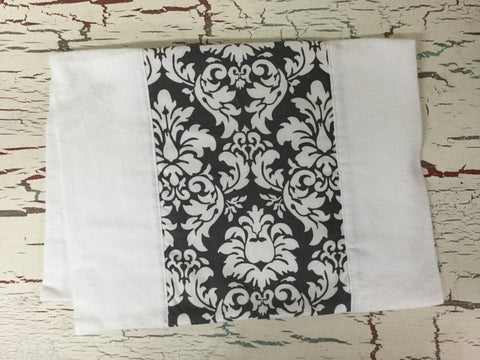 Dark Gray Damask Burp Cloth