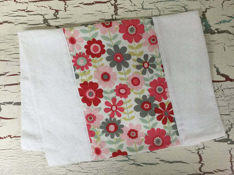Red, Pink, and Gray Flowers Burp Cloth