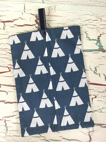 Teepee on Navy Diaper/Wipee Case