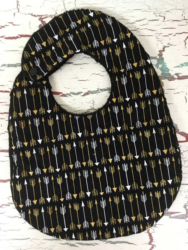 Gold and White Arrows on Black Bib