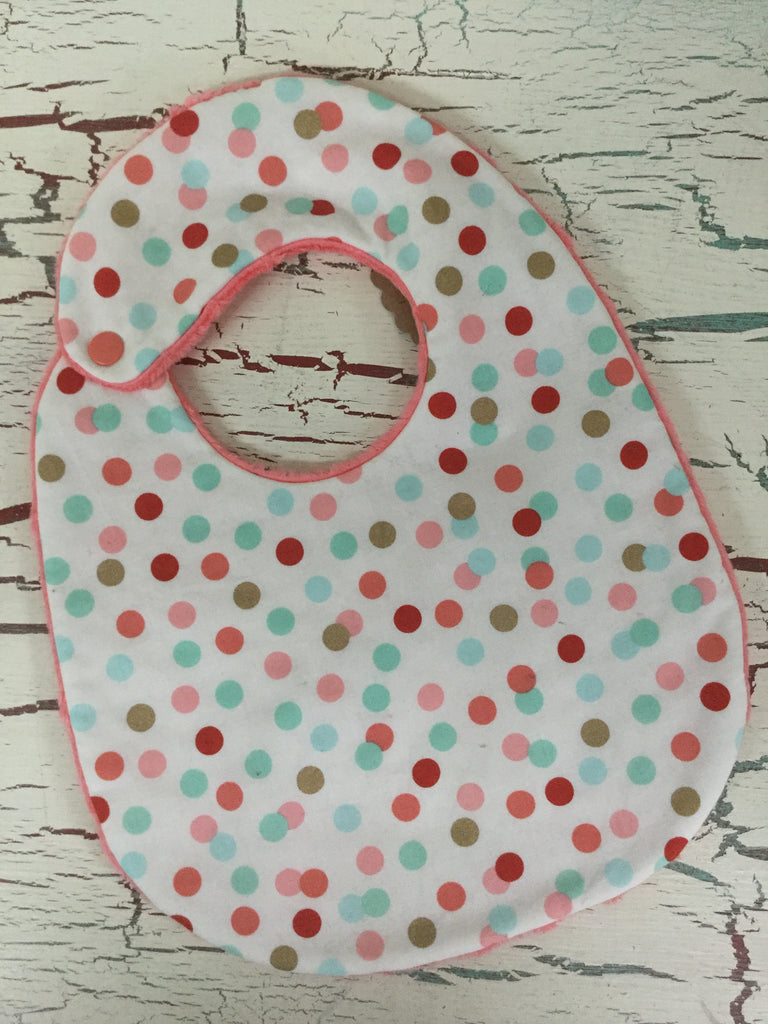 Coral, Spa, Mint and Gold Confetti Bib