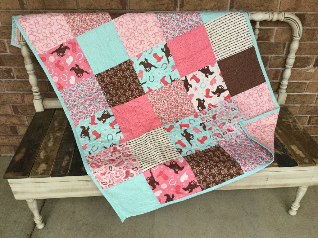 Rodeo Rider Mint Baby Quilt