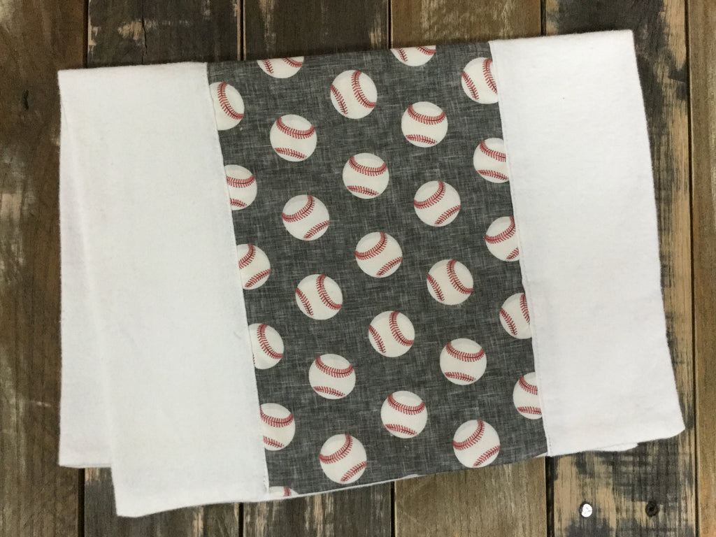 Gray Linen Baseball Burp Cloth