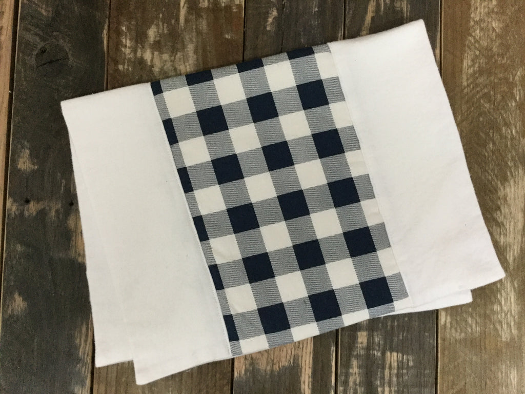 Navy Buffalo Check Burp Cloth