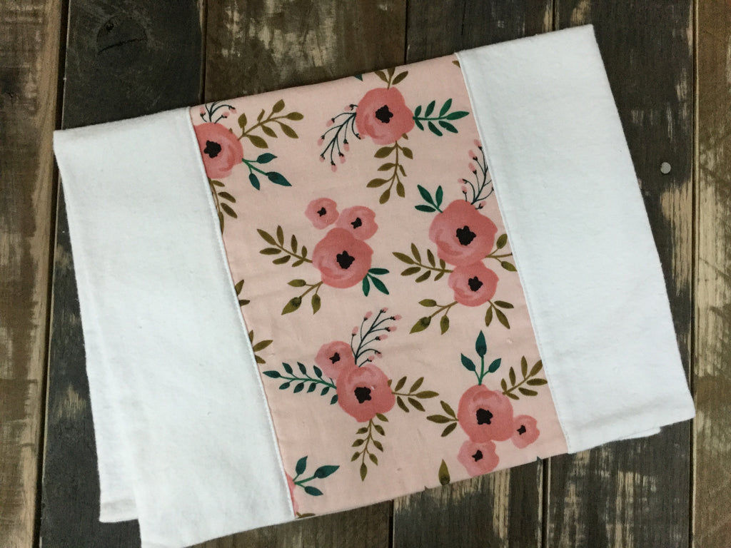 Blush Rose Floral Burp Cloth