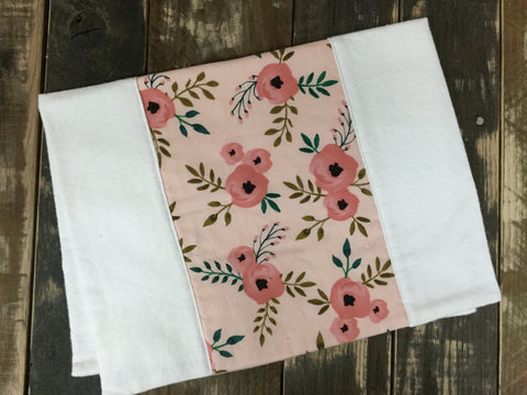 Blush Rose Floral Burp Cloth