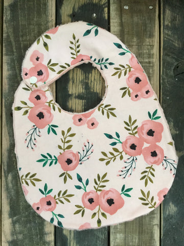 Blush Rose Floral Bib