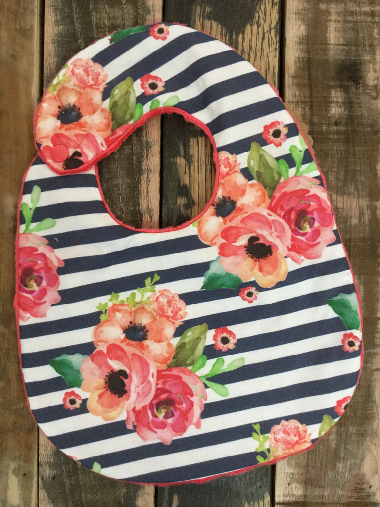 Floral Polka Navy Stripes Bib