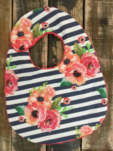 Floral Polka Navy Stripes Bib