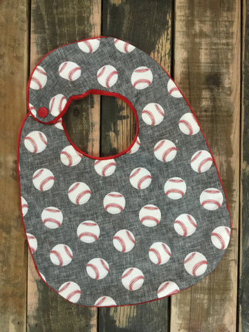 Gray Linen Baseball Bib
