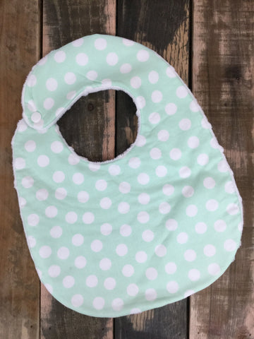 Mint and White Crazy Dot Bib