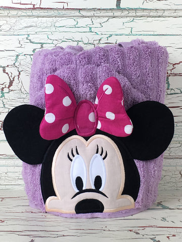 Hooded Bath Towel Mouse Girl Purple