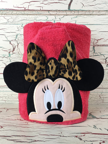Hooded Bath Towel Mouse Girl Leopard