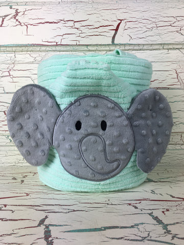 Hooded Bath Towel Elephant Mint