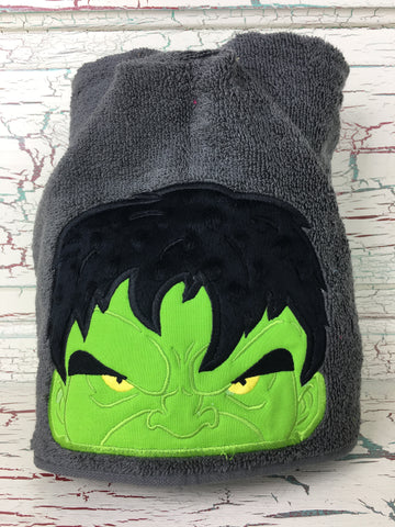 Hooded Bath Towel Angry Green Hero