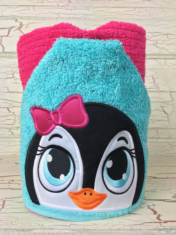 Hooded Bath Towel Penguin Girl