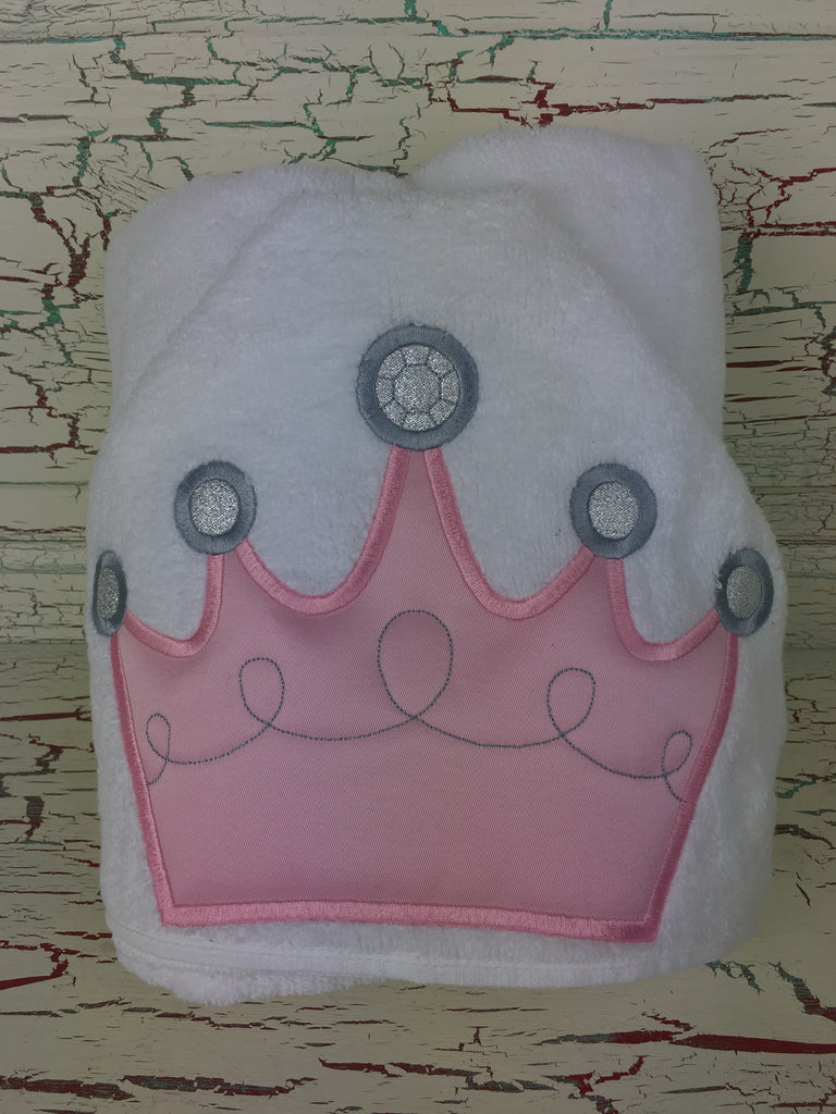 Hooded Bath Towel Princess Crown Light Pink