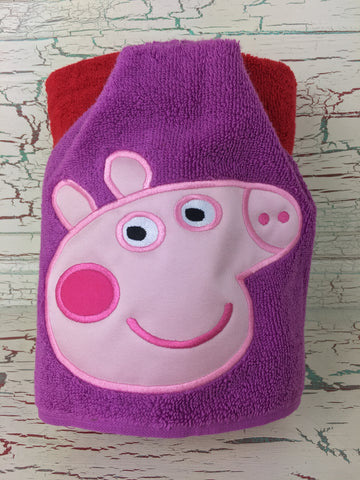 Hooded Bath Towel Pink Pig