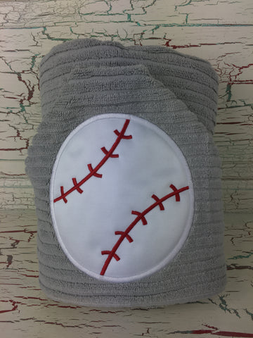 Hooded Bath Towel Baseball Gray