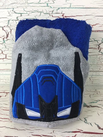 Hooded Bath Towel Blue Robot