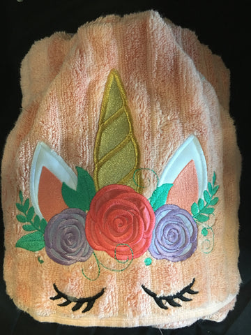 Hooded Bath Towel Unicorn Coral