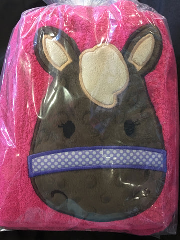 Hooded Bath Towel Horse Pink/Purple dotted