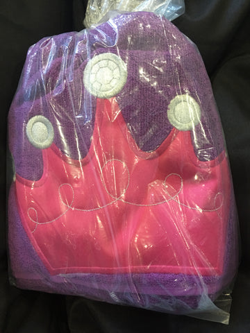 Hooded Bath Towel Princess Crown Dark Pink/Purple