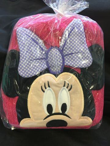 Hooded Bath Towel Mouse Girl Pink/Purple Bow