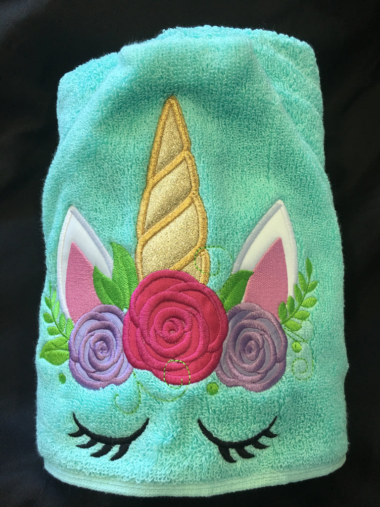 Hooded Bath Towel Unicorn Aqua