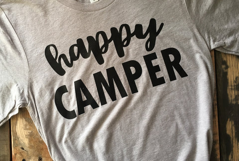 Happy Camper Crew Neck Short Sleeved Adult T-Shirt