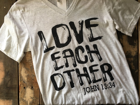 Love Each Other V-Neck Short Sleeved Adult T-Shirt