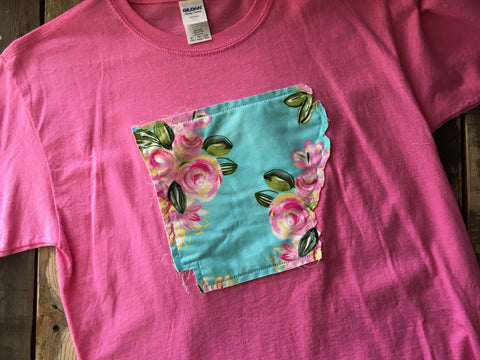 Raggy Floral Arkansas Pink Crew Neck Youth/Adult T-Shirt