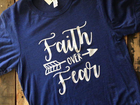 Faith Over Fear Short Sleeved Crew Neck Adult T-Shirt