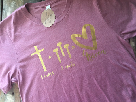Forgiven Heather Mauve Crew Neck T-shirt