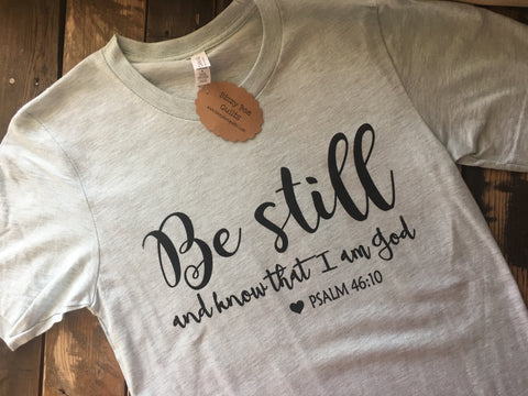 Be Still Heathered Prism Ice Blue Crew Neck T-Shirt