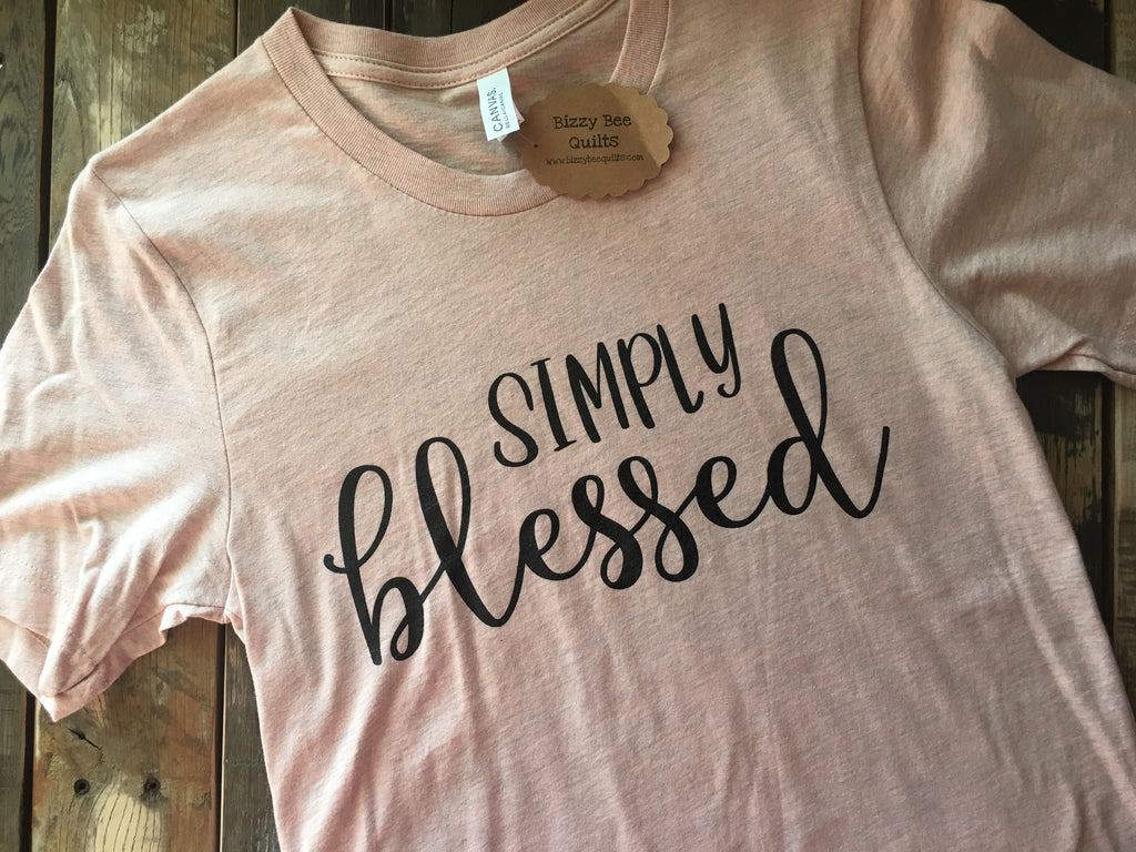 Simply Blessed Heathered Prism Peach Crew Neck T-Shirt